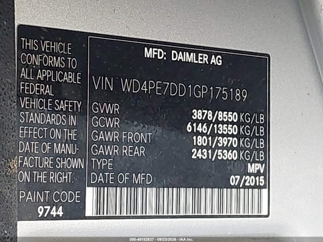 Продаж на аукціоні авто 2016 Mercedes-benz Sprinter 2500 Normal Roof, vin: WD4PE7DD1GP175189, номер лоту: 46182837