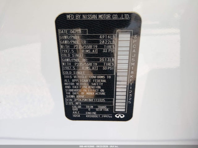 Продаж на аукціоні авто 2019 Infiniti Qx50 Essential, vin: 3PCAJ5M18KF112325, номер лоту: 46182865