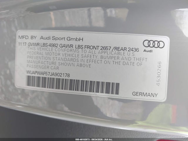 2018 Audi Rs 5 2.9t მანქანა იყიდება აუქციონზე, vin: WUAPWAF57JA902178, აუქციონის ნომერი: 46182873