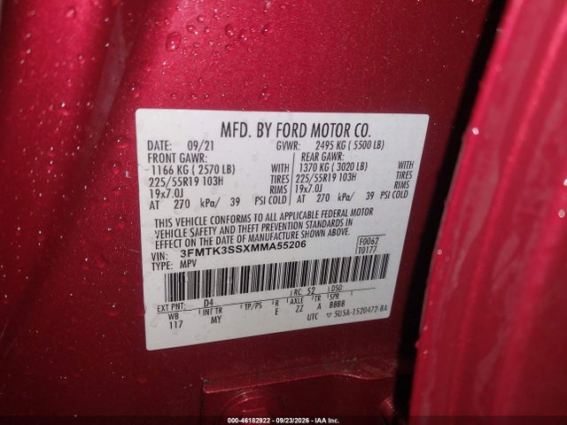 Продаж на аукціоні авто 2021 Ford Mustang Mach-e Premium, vin: 3FMTK3SSXMMA55206, номер лоту: 46182922