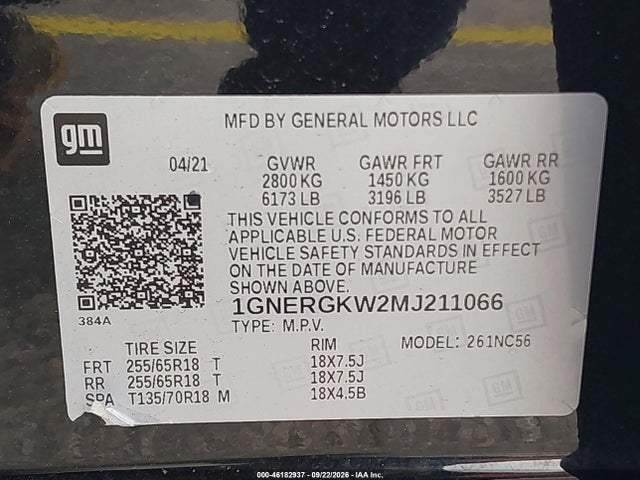 Продаж на аукціоні авто 2021 Chevrolet Traverse Fwd Lt Cloth, vin: 1GNERGKW2MJ211066, номер лоту: 46182937