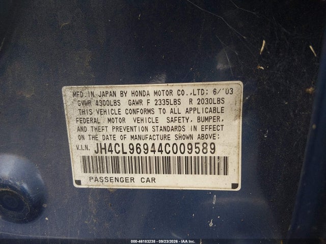 Продаж на аукціоні авто 2004 Acura Tsx, vin: JH4CL96944C009589, номер лоту: 46183238
