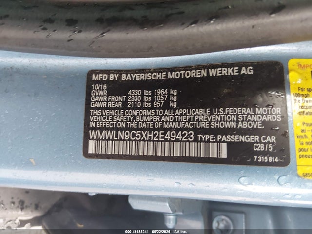 Продаж на аукціоні авто 2017 Mini Clubman Cooper S, vin: WMWLN9C5XH2E49423, номер лоту: 46183241