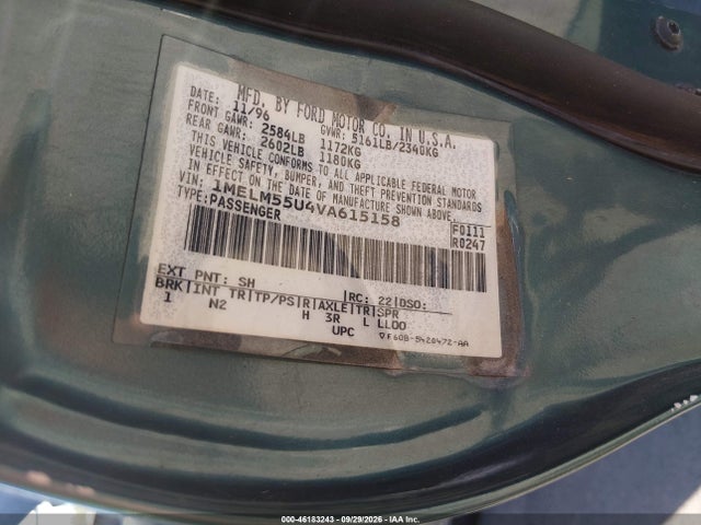 Продаж на аукціоні авто 1997 Mercury Sable Gs, vin: 1MELM55U4VA615158, номер лоту: 46183243