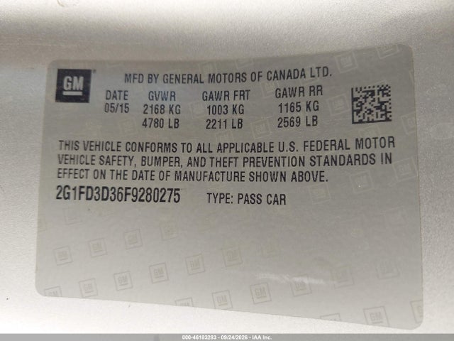 Chevrolet Camaro 1lt 2015 2G1FD3D36F9280275 Image 9