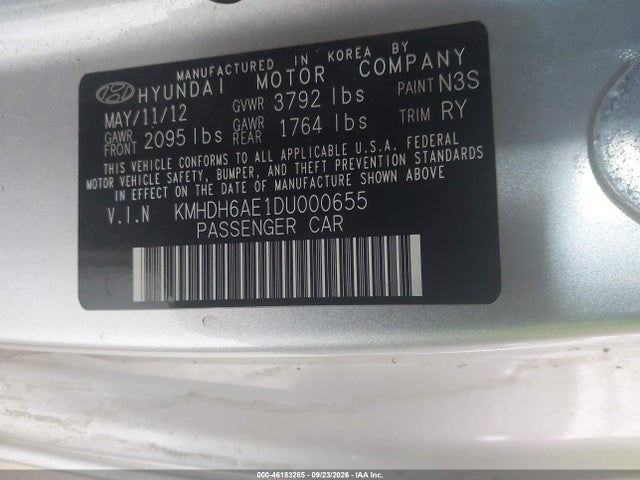 Продаж на аукціоні авто 2013 Hyundai Elantra Gs, vin: KMHDH6AE1DU000655, номер лоту: 46183285