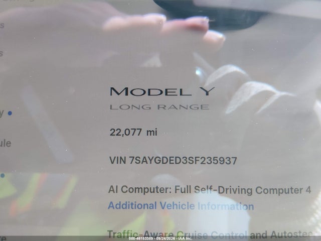 Aukcja sprzedaży 2025 Tesla Model Y Long Range Dual Motor Rear-wheel Drive, vin: 7SAYGDED3SF235937, numer aukcji: 46183389