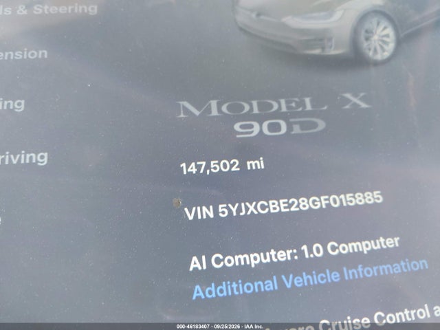 Tesla Model X 60d/70d/75d/90d/p100d 2016 5YJXCBE28GF015885 Image 7