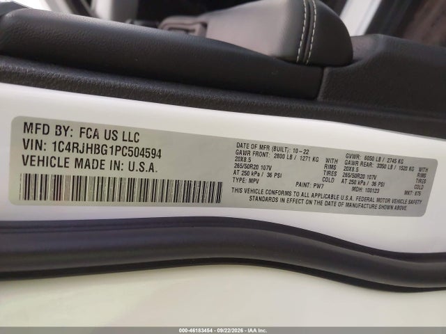 Aukcja sprzedaży 2023 Jeep Grand Cherokee Limited 4x4, vin: 1C4RJHBG1PC504594, numer aukcji: 46183454