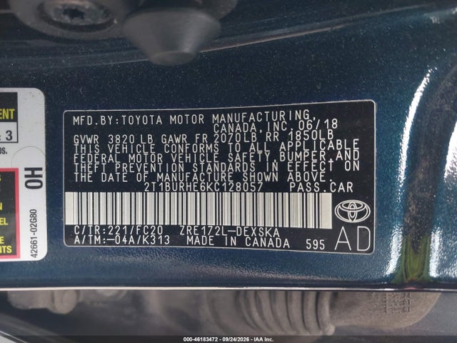 Продажа на аукционе авто 2019 Toyota Corolla Se, vin: 2T1BURHE6KC128057, номер лота: 46183472