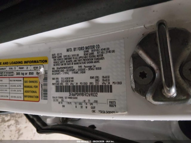 2015 Ford Fusion Se მანქანა იყიდება აუქციონზე, vin: 3FA6P0H98FR269032, აუქციონის ნომერი: 46183513