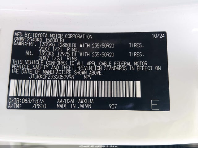 46183555 :رقم المزاد ، JTJKKCFZ9S2052998 vin ، 2025 Lexus Nx Nx 450h+ F Sport Handling مزاد بيع