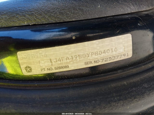 Aukcja sprzedaży 2000 Jeep Wrangler Sport, vin: 1J4FA49S0YP804010, numer aukcji: 46183620