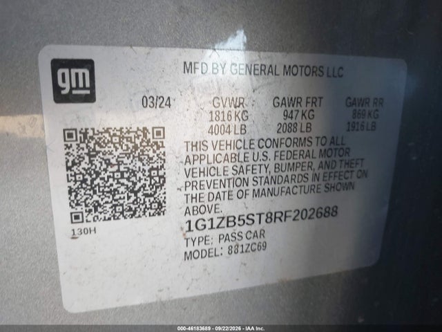 1G1ZB5ST8RF202688 Chevrolet Malibu Fwd Ls