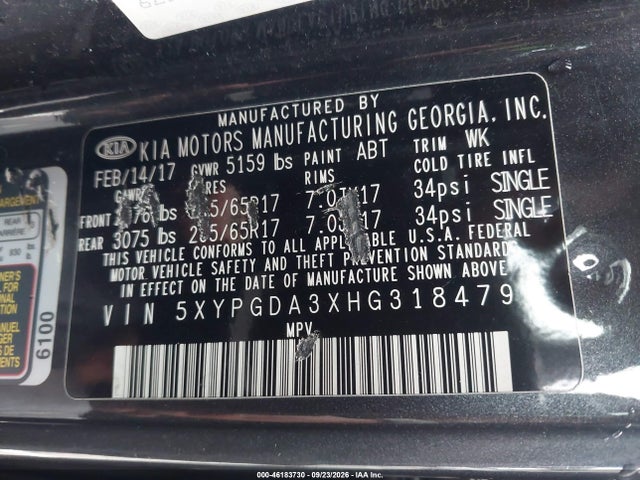 Auction sale of the 2017 Kia Sorento 2.4l Lx, vin: 5XYPGDA3XHG318479, lot number: 46183730