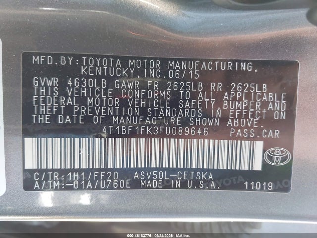4T1BF1FK3FU089646 Toyota CAMRY SE