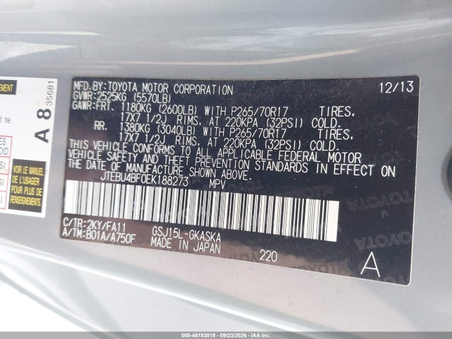 JTEBU4BF0EK188273 Toyota FJ Cruiser