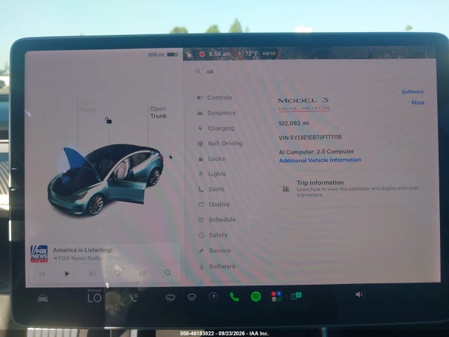 46183822 :رقم المزاد ، 5YJ3E1EB7JF171118 vin ، 2018 Tesla Model 3 Long Range/performance مزاد بيع