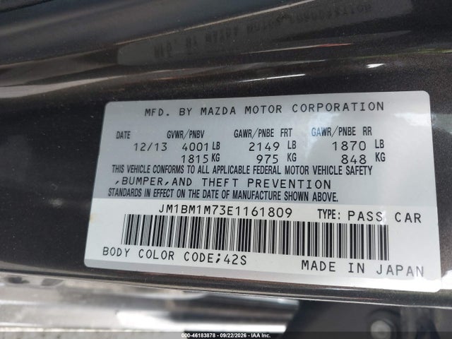 JM1BM1M73E1161809 Mazda Mazda3 I Grand Touring