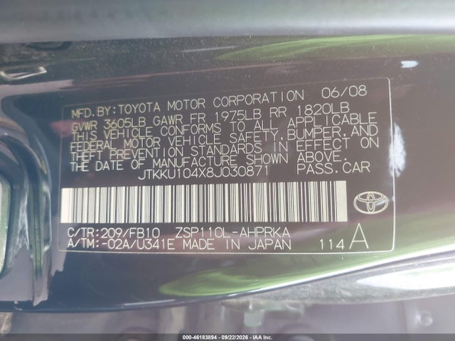 Продаж на аукціоні авто 2008 Scion Xd, vin: JTKKU104X8J030871, номер лоту: 46183894