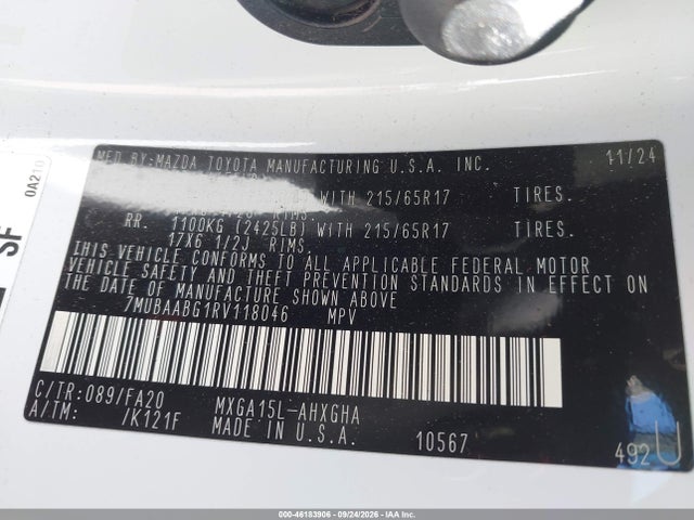 Aukcja sprzedaży 2024 Toyota Corolla Cross Le, vin: 7MUBAABG1RV118046, numer aukcji: 46183906