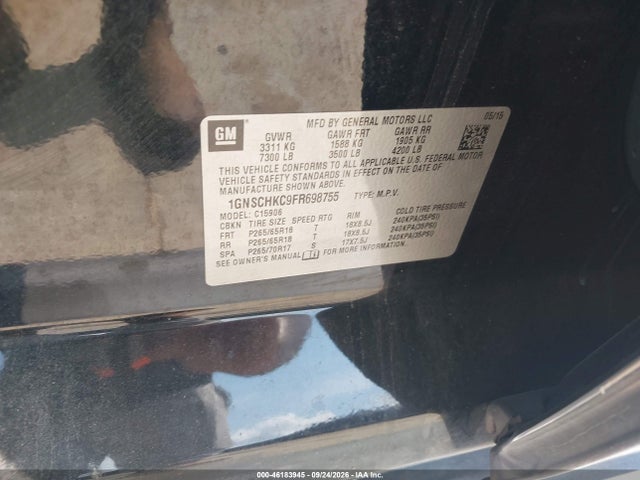 Aukcja sprzedaży 2015 Chevrolet Suburban 1500 Ls, vin: 1GNSCHKC9FR698755, numer aukcji: 46183945