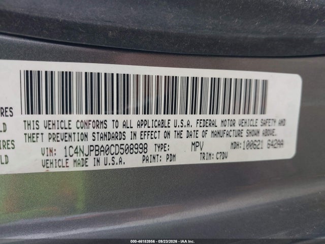 Продаж на аукціоні авто 2012 Jeep Patriot Sport, vin: 1C4NJPBA0CD508998, номер лоту: 46183956