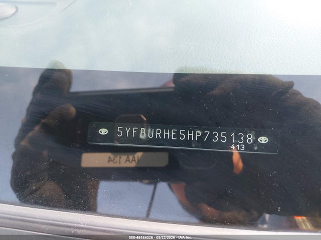 Продаж на аукціоні авто 2017 Toyota Corolla Le, vin: 5YFBURHE5HP735138, номер лоту: 46184026