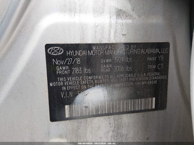 Продаж на аукціоні авто 2019 Hyundai Elantra Sel, vin: 5NPD84LF8KH440202, номер лоту: 46184038