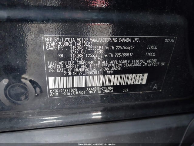 Toyota RAV4 LE 2020 2T3F1RFV7LC106381 Image 9