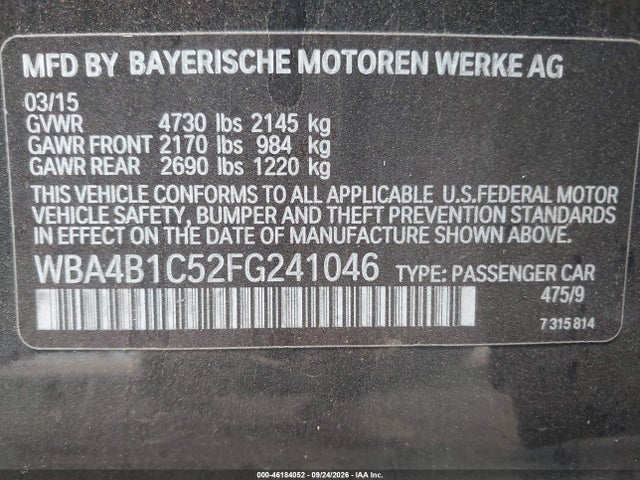 WBA4B1C52FG241046 BMW 435i Gran Coupe