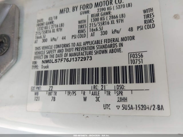 Продаж на аукціоні авто 2018 Ford Transit Connect Xlt, vin: NM0LS7F76J1372973, номер лоту: 46184074