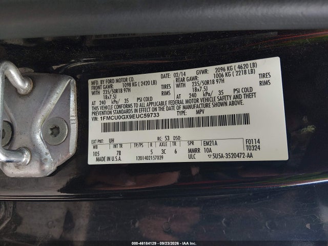 Ford ESCAPE SE 2014 1FMCU0GX9EUC59733 Image 9