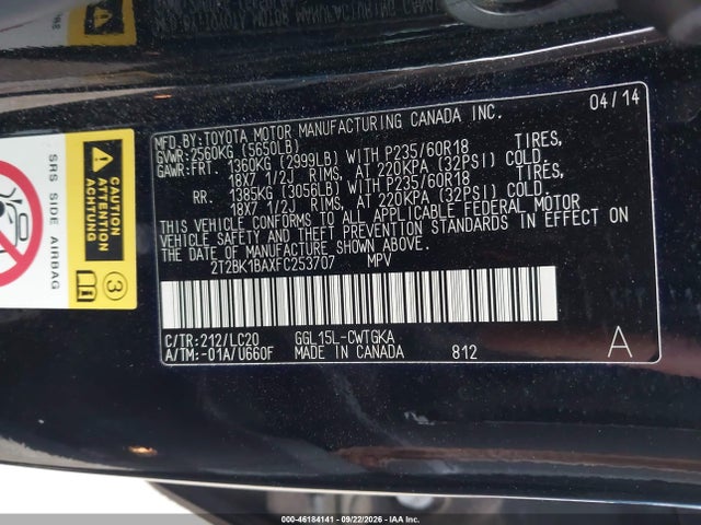 Aukcja sprzedaży 2015 Lexus Rx 350, vin: 2T2BK1BAXFC253707, numer aukcji: 46184141