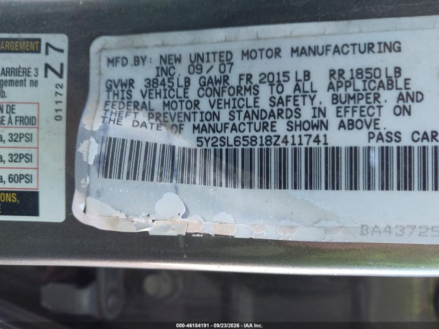Продаж на аукціоні авто 2008 Pontiac Vibe, vin: 5Y2SL65818Z411741, номер лоту: 46184191