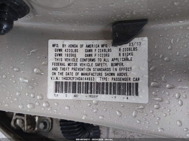 Продажа на аукционе авто 2013 Honda Accord Lx, vin: 1HGCR2F34DA144653, номер лота: 46184211