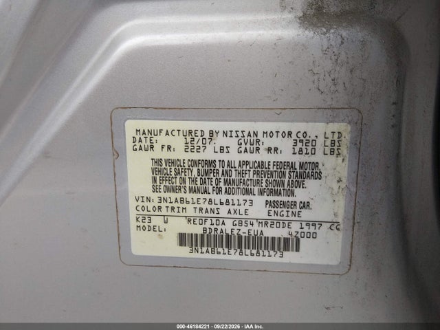 Продаж на аукціоні авто 2008 Nissan Sentra 2.0s, vin: 3N1AB61E78L681173, номер лоту: 46184221