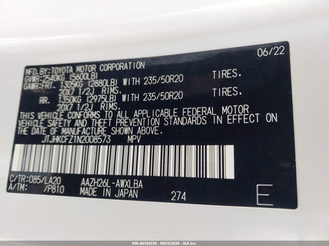 2022 Lexus Nx 450h+ Luxury მანქანა იყიდება აუქციონზე, vin: JTJHKCFZ1N2008573, აუქციონის ნომერი: 46184228