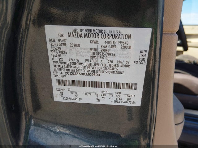 Продаж на аукціоні авто 2008 Mazda Tribute I Sport, vin: 4F2CZ02Z58KM09609, номер лоту: 46184307