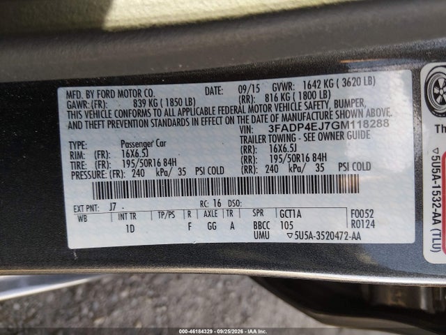 Ford FIESTA SE 2016 3FADP4EJ7GM118288 Image 9
