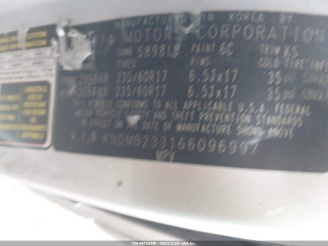 Продажа на аукционе авто 2006 Kia Sedona Ex/lx, vin: KNDMB233166096997, номер лота: 46184330
