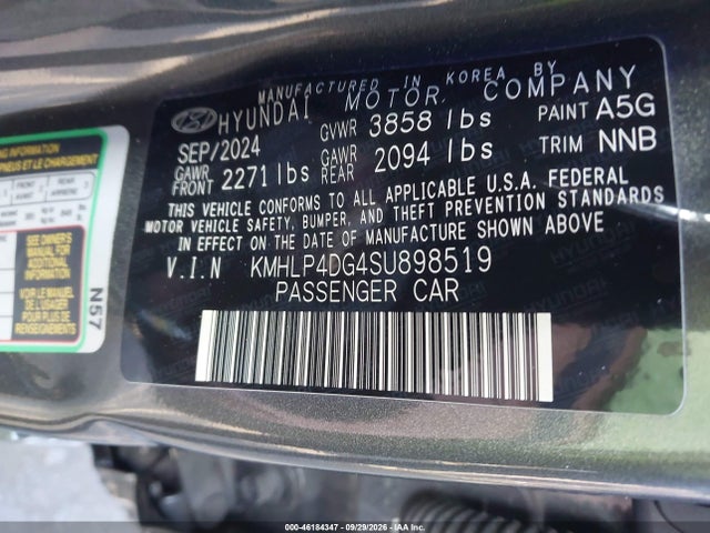 Продаж на аукціоні авто 2025 Hyundai Elantra Limited, vin: KMHLP4DG4SU898519, номер лоту: 46184347