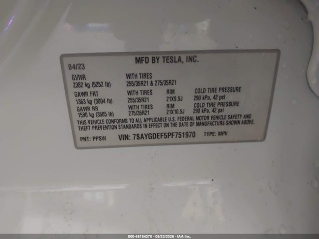 7SAYGDEF5PF751970 Tesla Model Y Performance Dual Motor All-wheel Drive