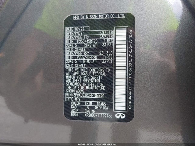 Продажа на аукционе авто 2023 Infiniti Qx55 Luxe Awd, vin: 3PCAJ5JR3PF104490, номер лота: 46184381