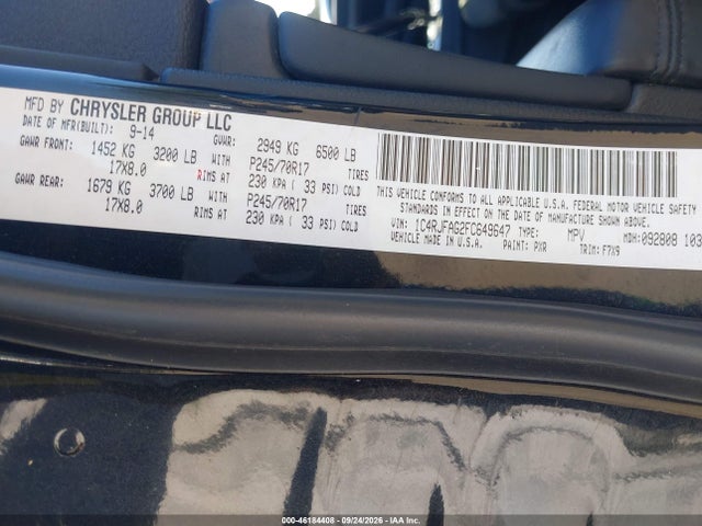 46184408 :رقم المزاد ، 1C4RJFAG2FC649647 vin ، 2015 Jeep Grand Cherokee Laredo مزاد بيع