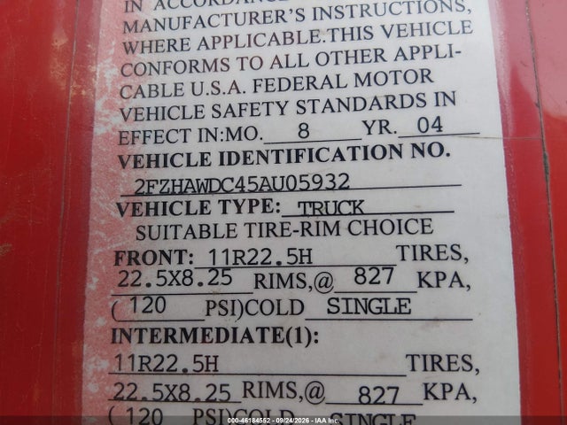 Продажа на аукционе авто 2005 Sterling Truck Lt 8500, vin: 2FZHAWDC45AU05932, номер лота: 46184552