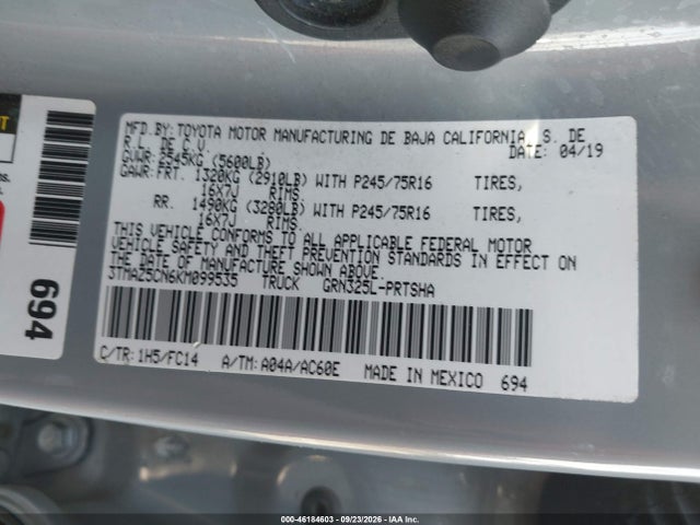 3TMAZ5CN6KM099535 Toyota Tacoma Sr5 V6