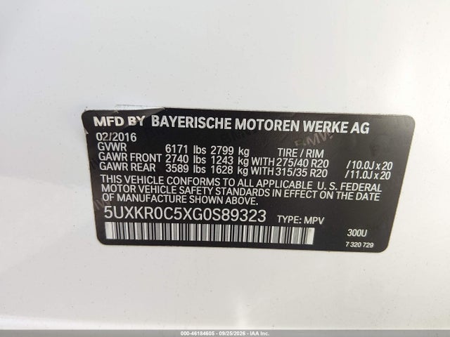 Продажа на аукционе авто 2016 Bmw X5 Xdrive35i, vin: 5UXKR0C5XG0S89323, номер лота: 46184605