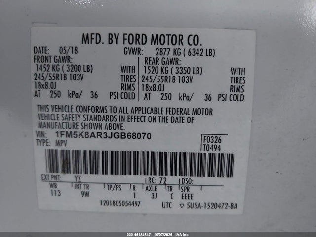 Ford Police Interceptor Utility 2018 1FM5K8AR3JGB68070 Image 9