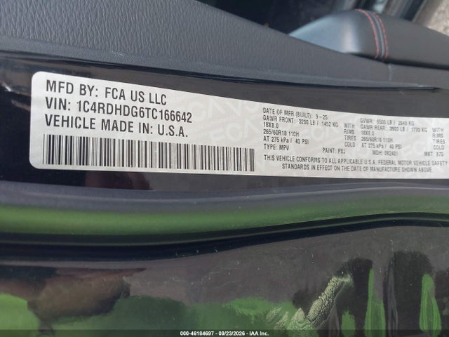 Aukcja sprzedaży 2026 Dodge Durango Gt Rwd, vin: 1C4RDHDG6TC166642, numer aukcji: 46184697